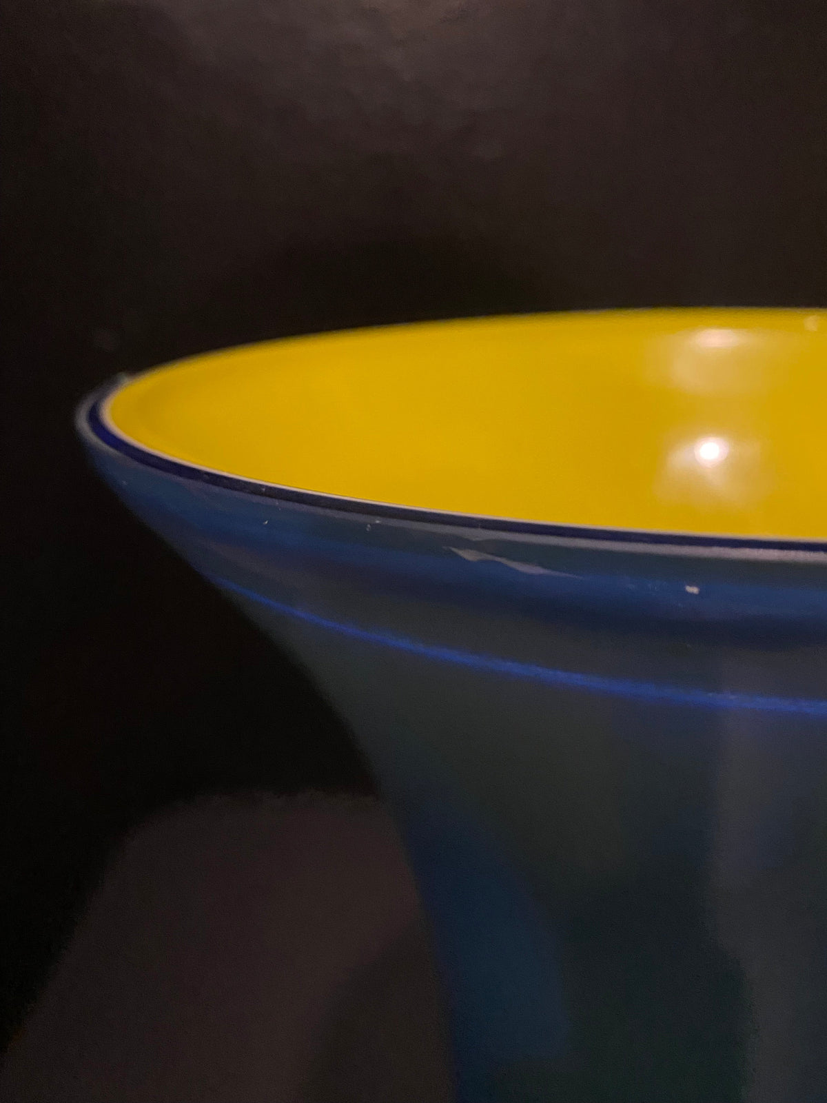Blue and Yellow Holmeggard Trumpet Vase