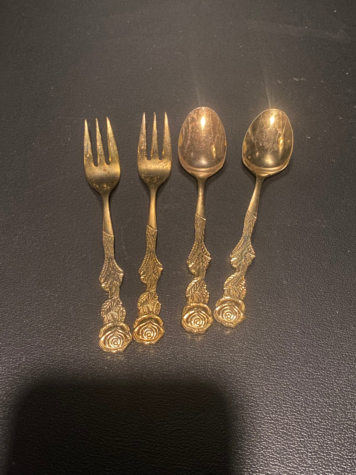 Gold Electroplated Spoon and Fork Set