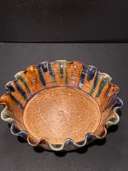 Fluted Earth Tone Glaze Bowl