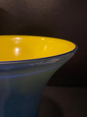 Blue and Yellow Holmeggard Trumpet Vase