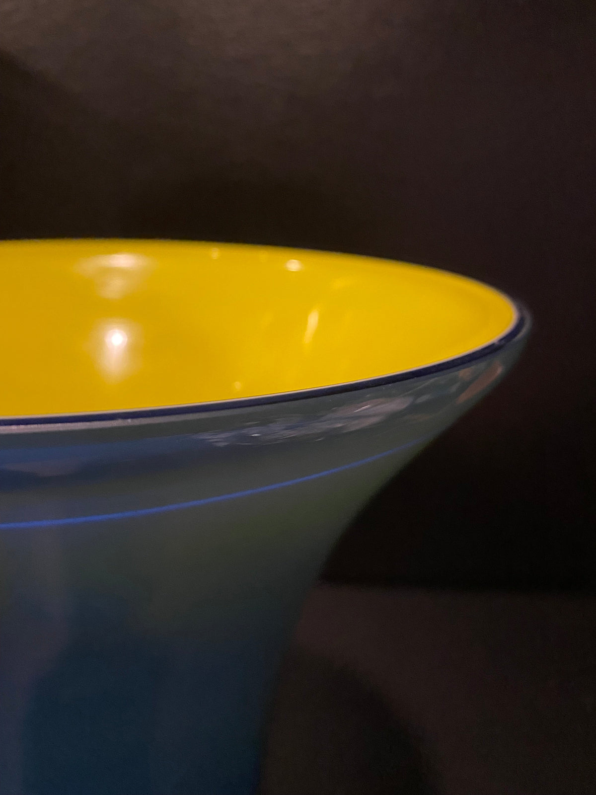 Blue and Yellow Holmeggard Trumpet Vase