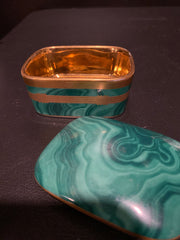 Vintage Christian Dior Faux Malachite Decorative Box