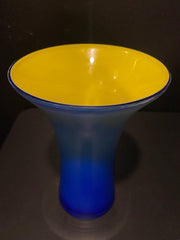 Blue and Yellow Holmeggard Trumpet Vase