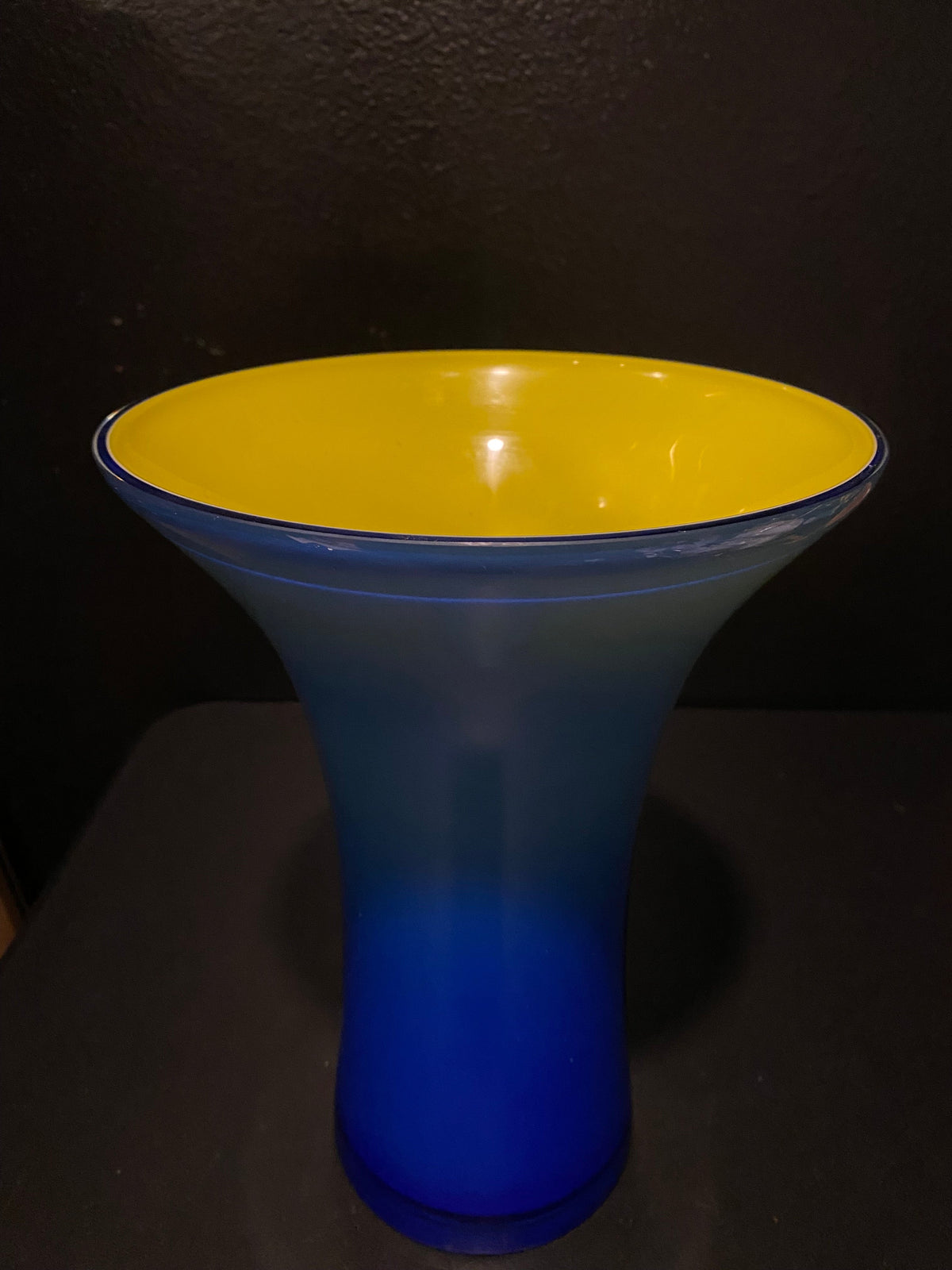 Blue and Yellow Holmeggard Trumpet Vase