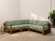 Modern Outdoor Wood Frame Sectional Sofa with White Cushions