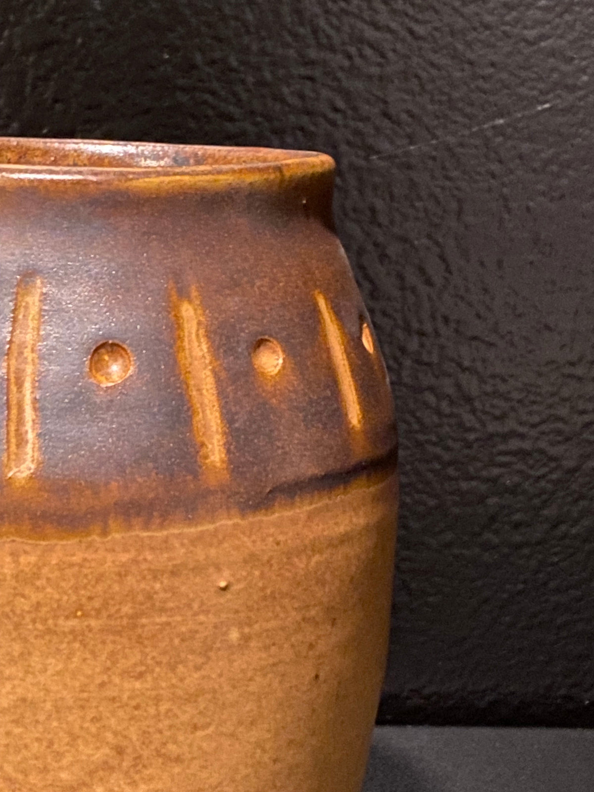 Two Tone Fire Glaze Stoneware Pottery Jar