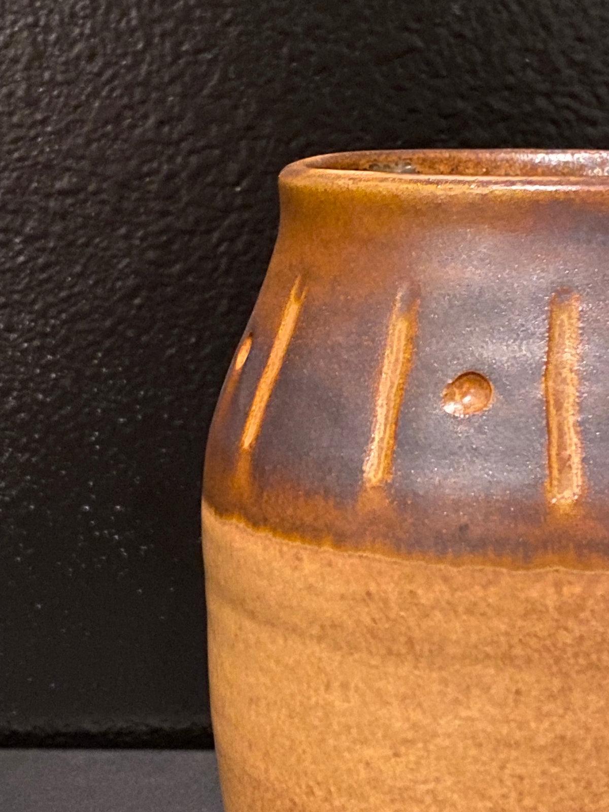 Two Tone Fire Glaze Stoneware Pottery Jar
