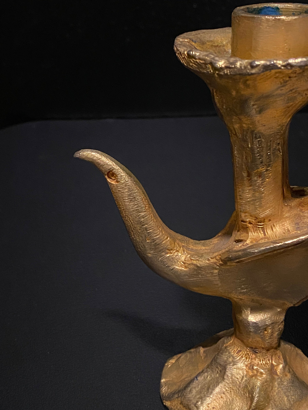 Pierre Casenove Bronze  Gold Gilded Candle Holder