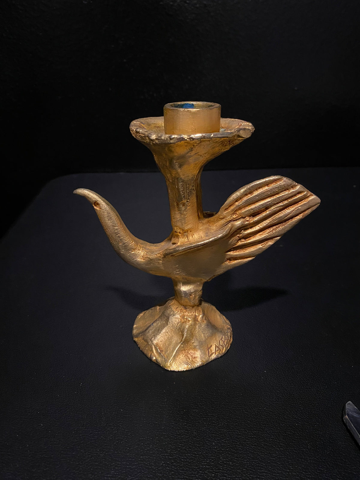 Pierre Casenove Bronze  Gold Gilded Candle Holder