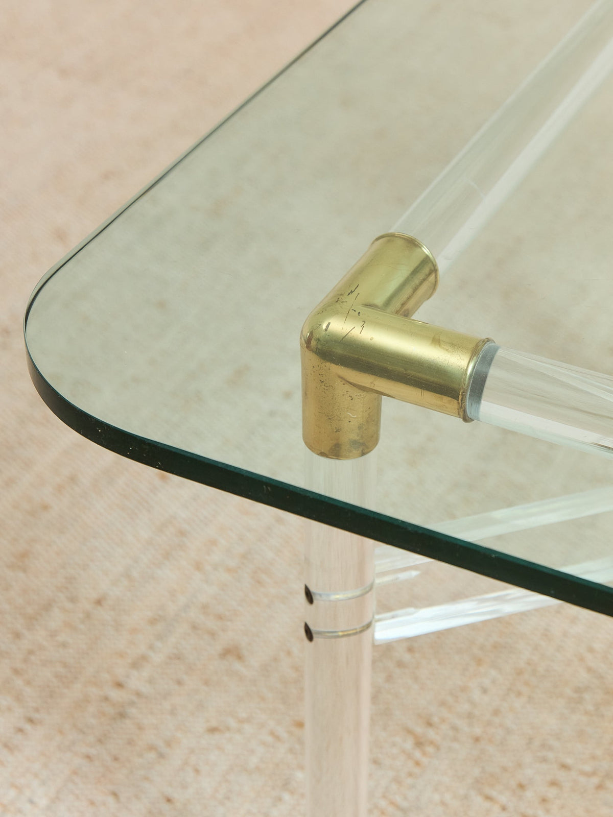 Tubular Lucite and Brass Italian Game Table Occasional Table