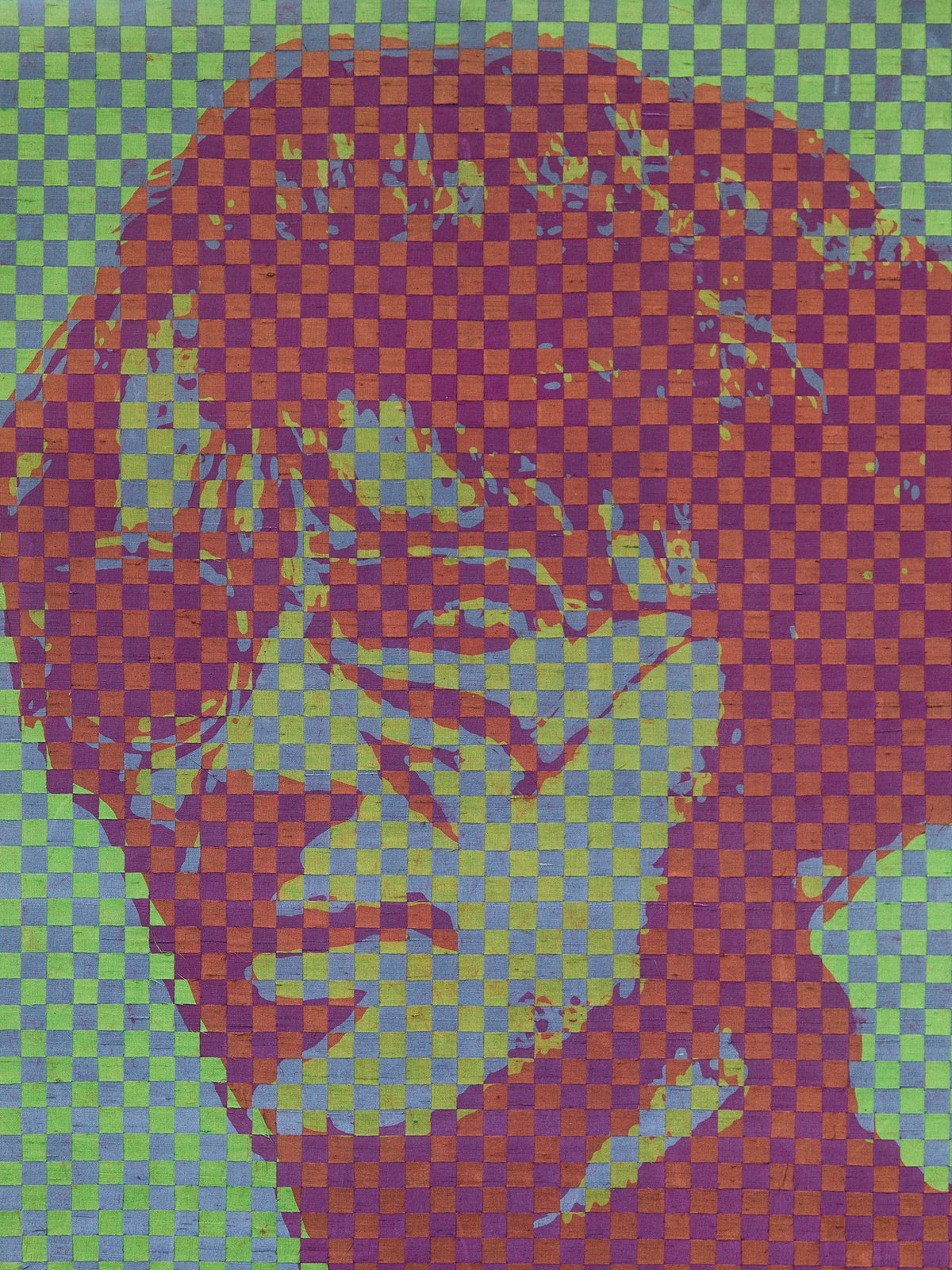 1960's Original Red and Green Woven Self Portrait by Richard Proctor