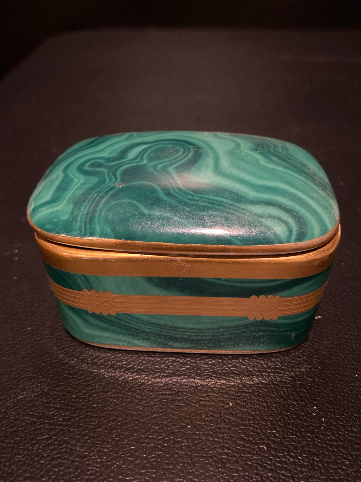 Vintage Christian Dior Faux Malachite Decorative Box