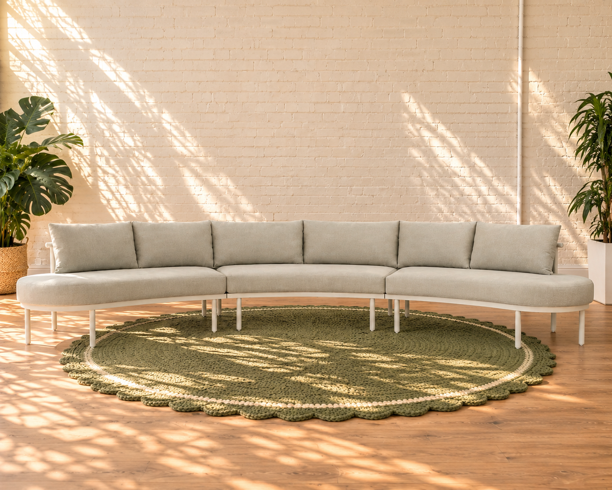 Elara Curved Outdoor Sectional Sofa in Warm Stone
