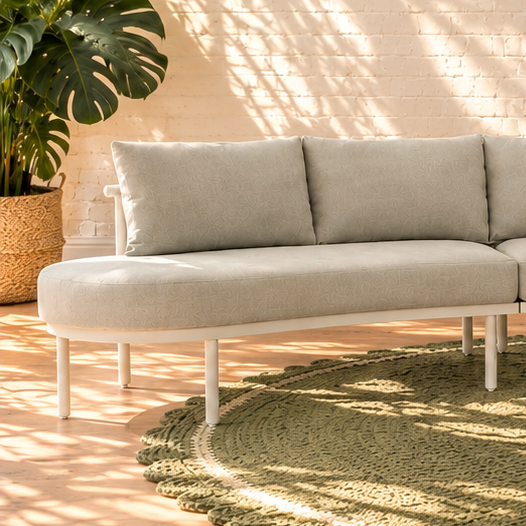 Elara Curved Outdoor Sectional Sofa in Warm Stone