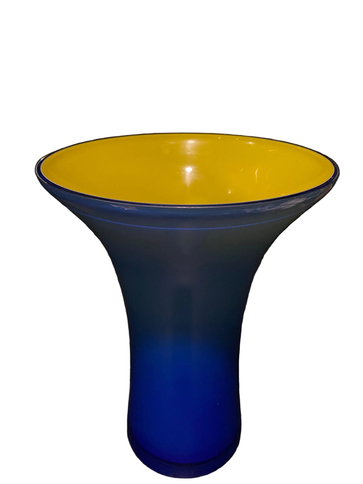 Blue and Yellow Holmeggard Trumpet Vase
