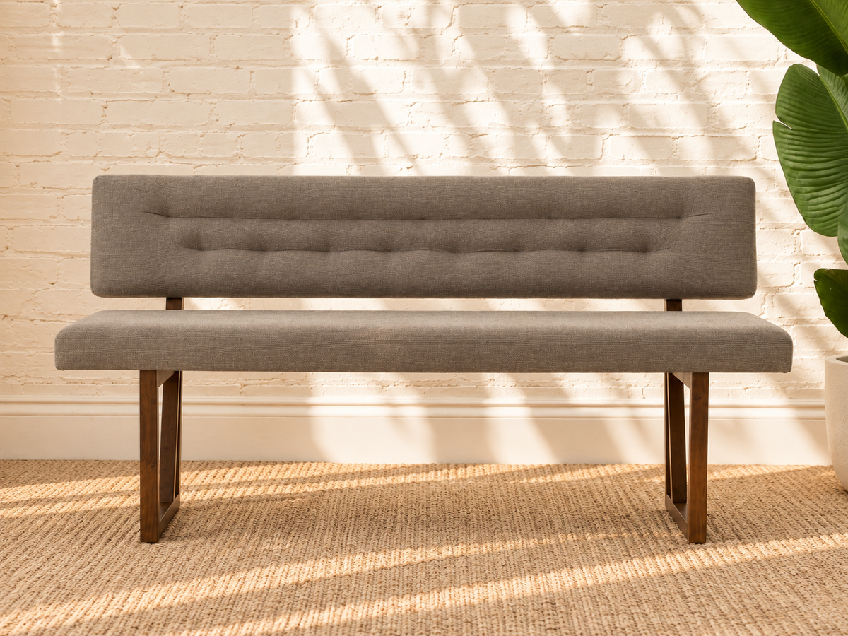Jase Upholstered Dining Bench in Ash Grey
