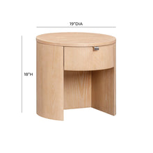 Marlow 19" Wood Round Nightstand With Drawer