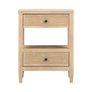 Bristol Park 20" Whitewashed Oak Wood 2-Drawer Nightstand