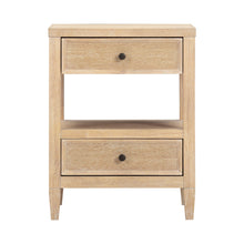 Bristol Park 20" Whitewashed Oak Wood 2-Drawer Nightstand