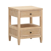 Bristol Park 20" Whitewashed Oak Wood 2-Drawer Nightstand