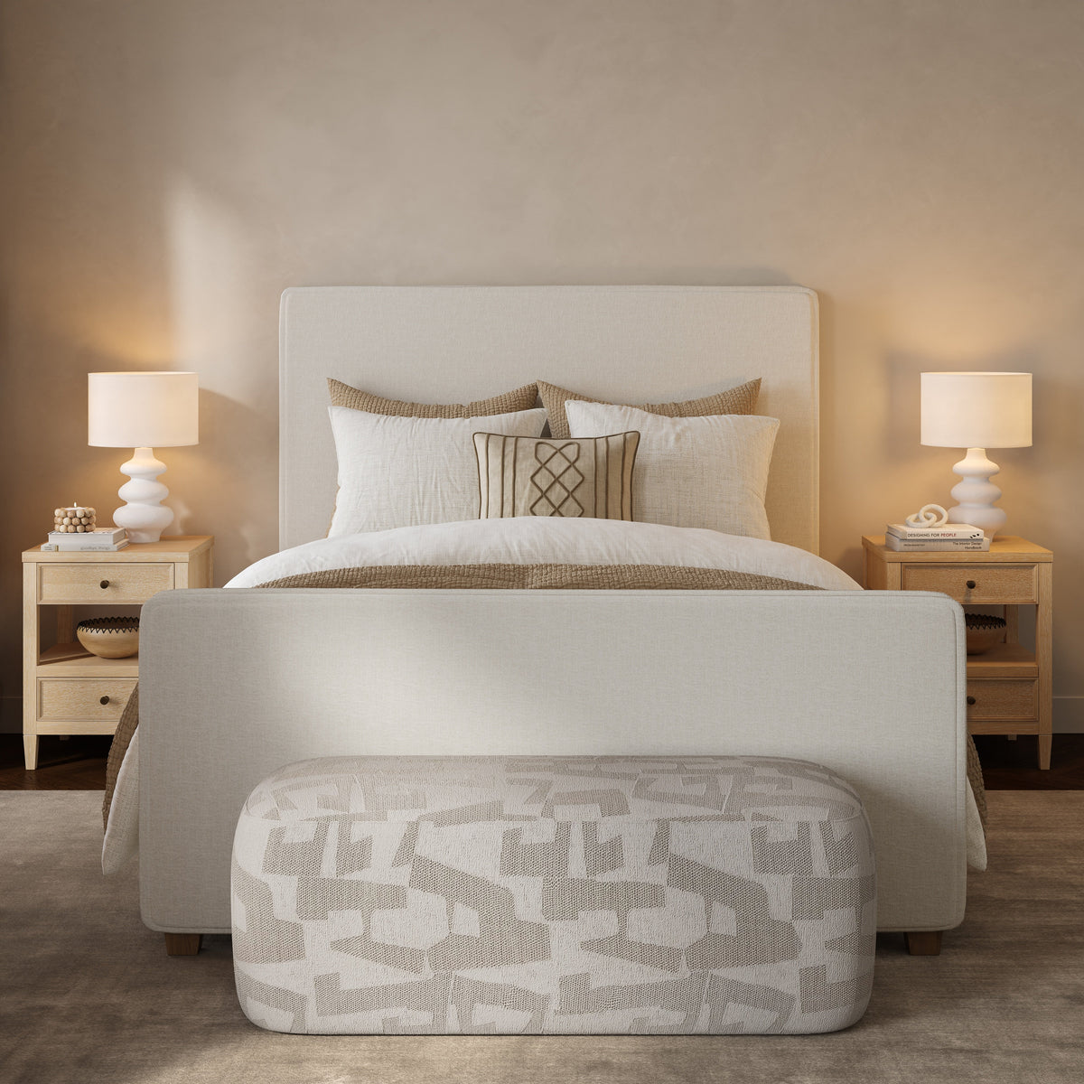 Bristol Park Ivory Contract-Grade Fabric Upholstered Bed