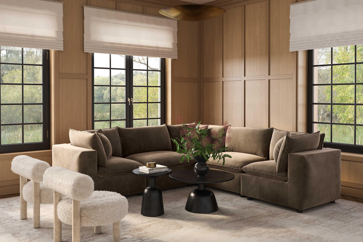 Cali 5-Piece Chocolate Brown Performance Velvet L-Sectional