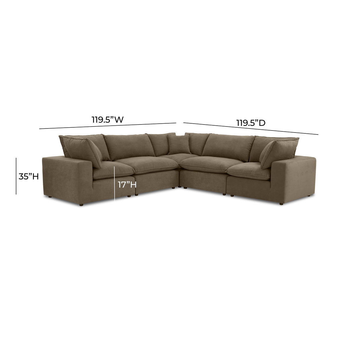 Cali 5-Piece Chocolate Brown Performance Velvet L-Sectional