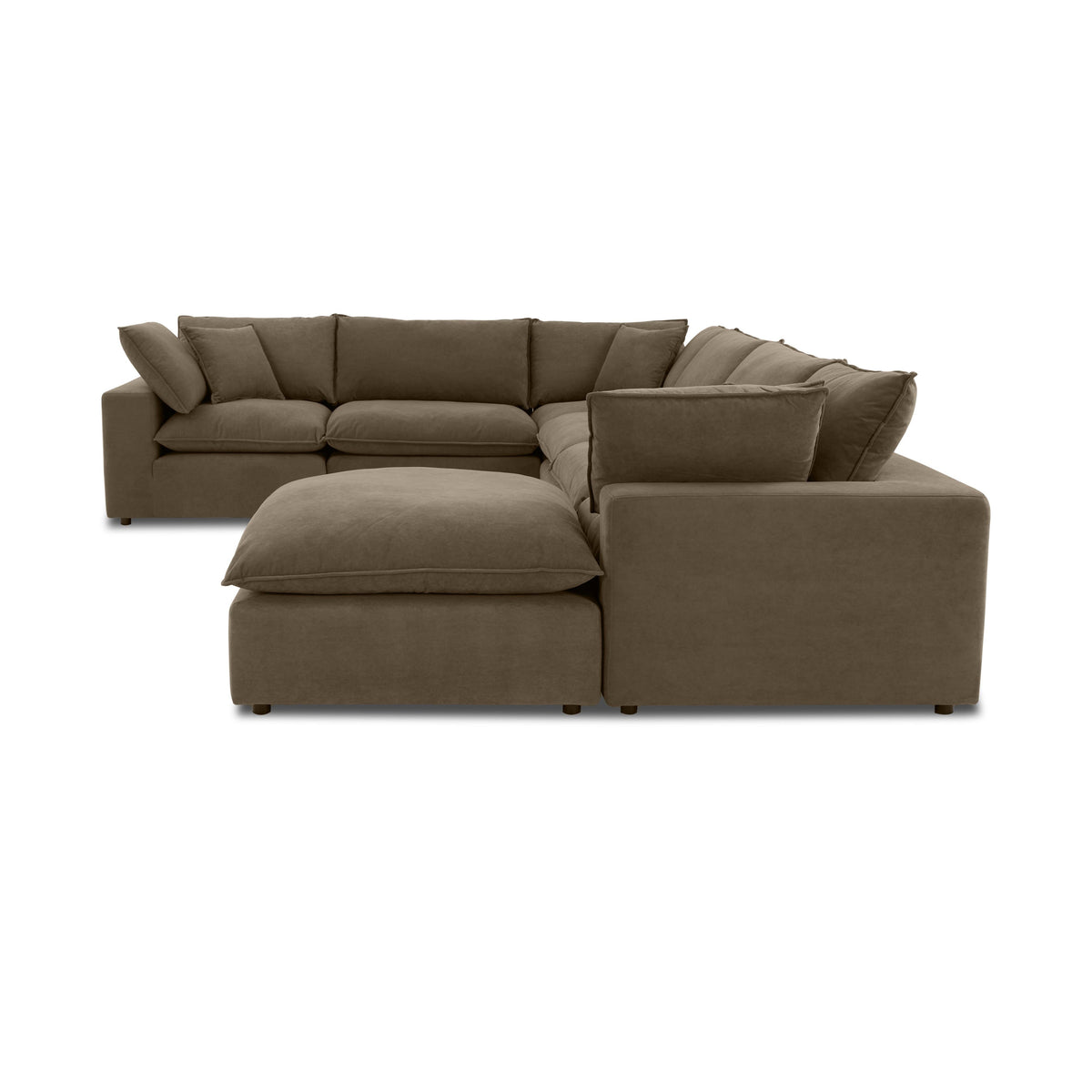 Cali 7-Piece Chocolate Brown Performance Velvet Large Chaise Sectional