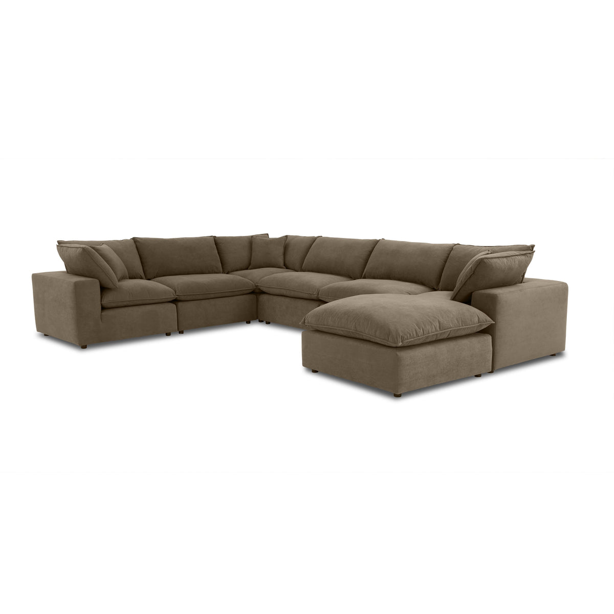 Cali 7-Piece Chocolate Brown Performance Velvet Large Chaise Sectional