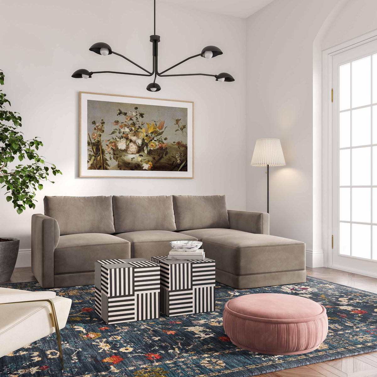 Willow Performance Velvet Modular Ottoman