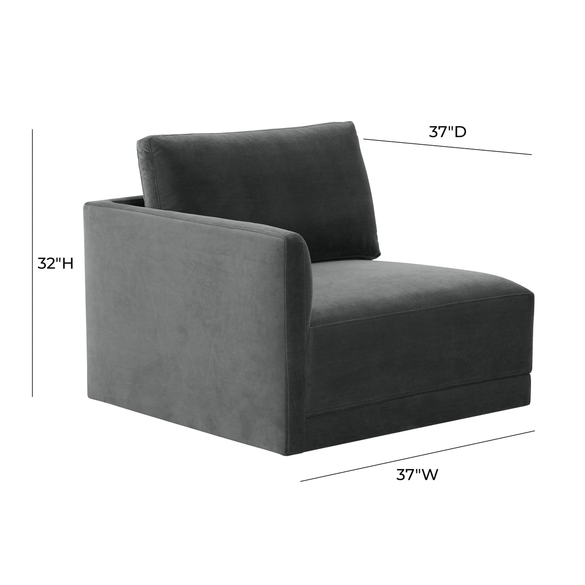 Willow Performance Velvet Modular LAF End Armchair