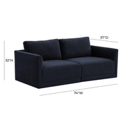 Willow 74" Performance Velvet Modular Loveseat