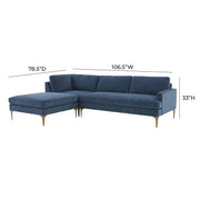 Serena 3-Piece Performance Velvet Chaise Sectional