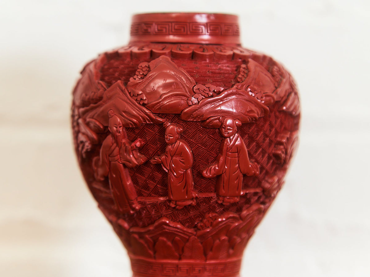 1930s Vintage Cinnabar Vase