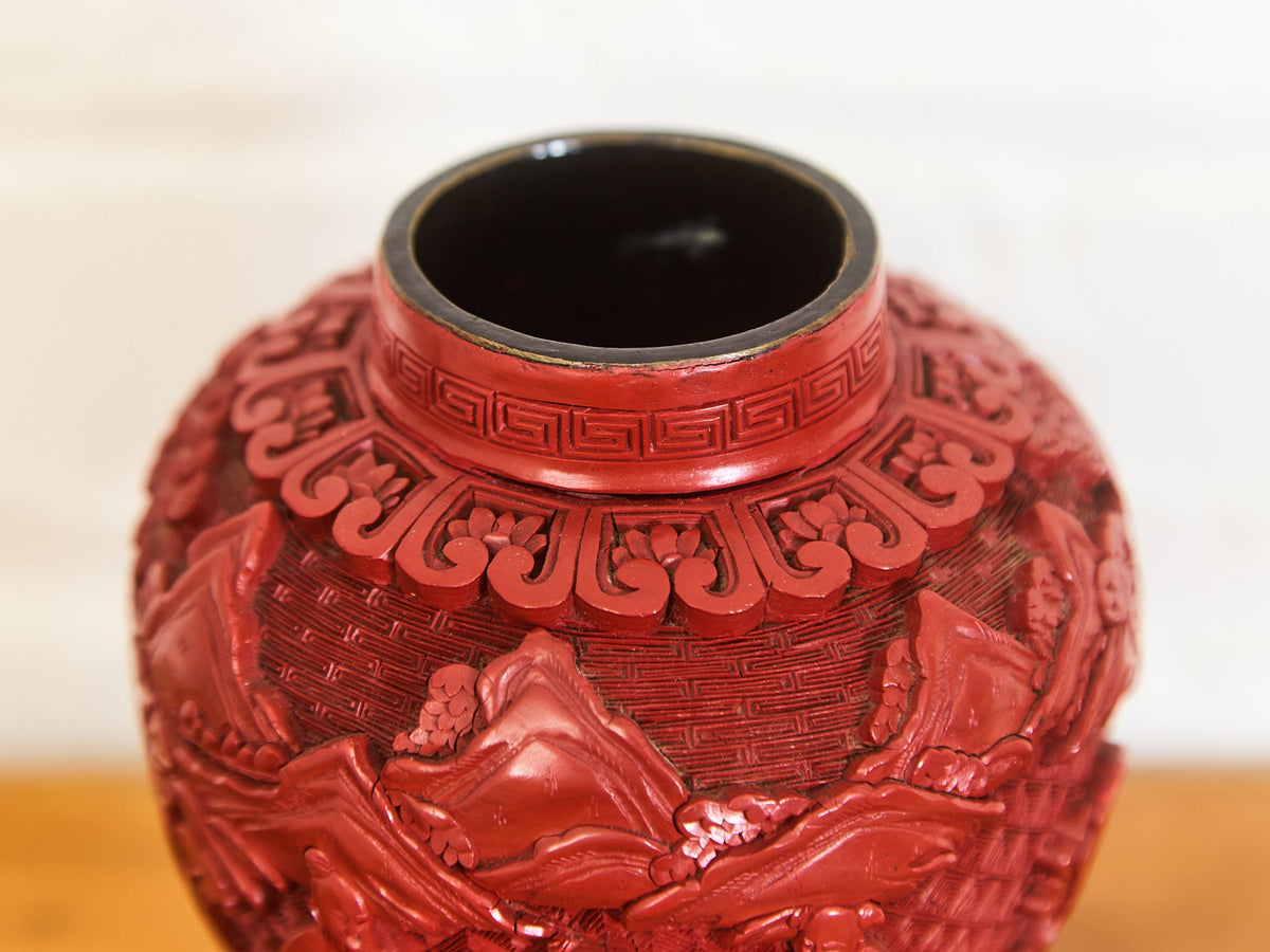 1930s Vintage Cinnabar Vase
