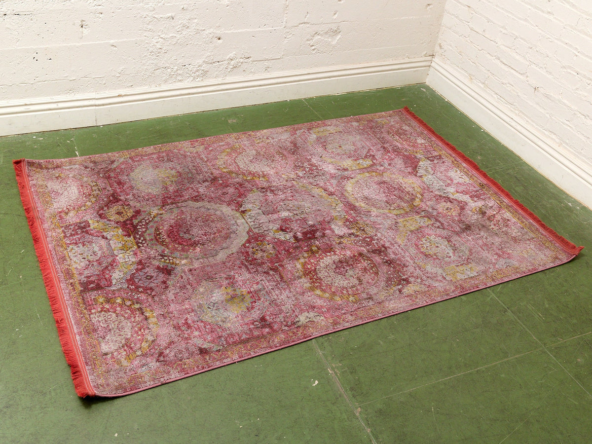 Vintage Persian Style Distressed Red Area Rug