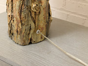 Vintage Organic Modern Tree Trunk Table Lamp with Black Drum Shade