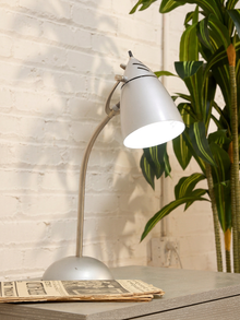 Vintage Mid-Century Modern Gooseneck Desk Lamp with Metal Cone Shade