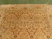 Vintage Hand-Knotted Silk Oushak-Style Area Rug in Ivory, Rust & Pale Blue