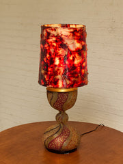 Vintage Beaded Sculptural Table Lamp with Amber Resin Shade