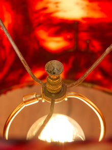Vintage Beaded Sculptural Table Lamp with Amber Resin Shade