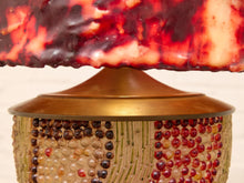 Vintage Beaded Sculptural Table Lamp with Amber Resin Shade