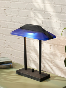 Vintage Postmodern Cobalt Blue and Black Double-Arm Desk Lamp