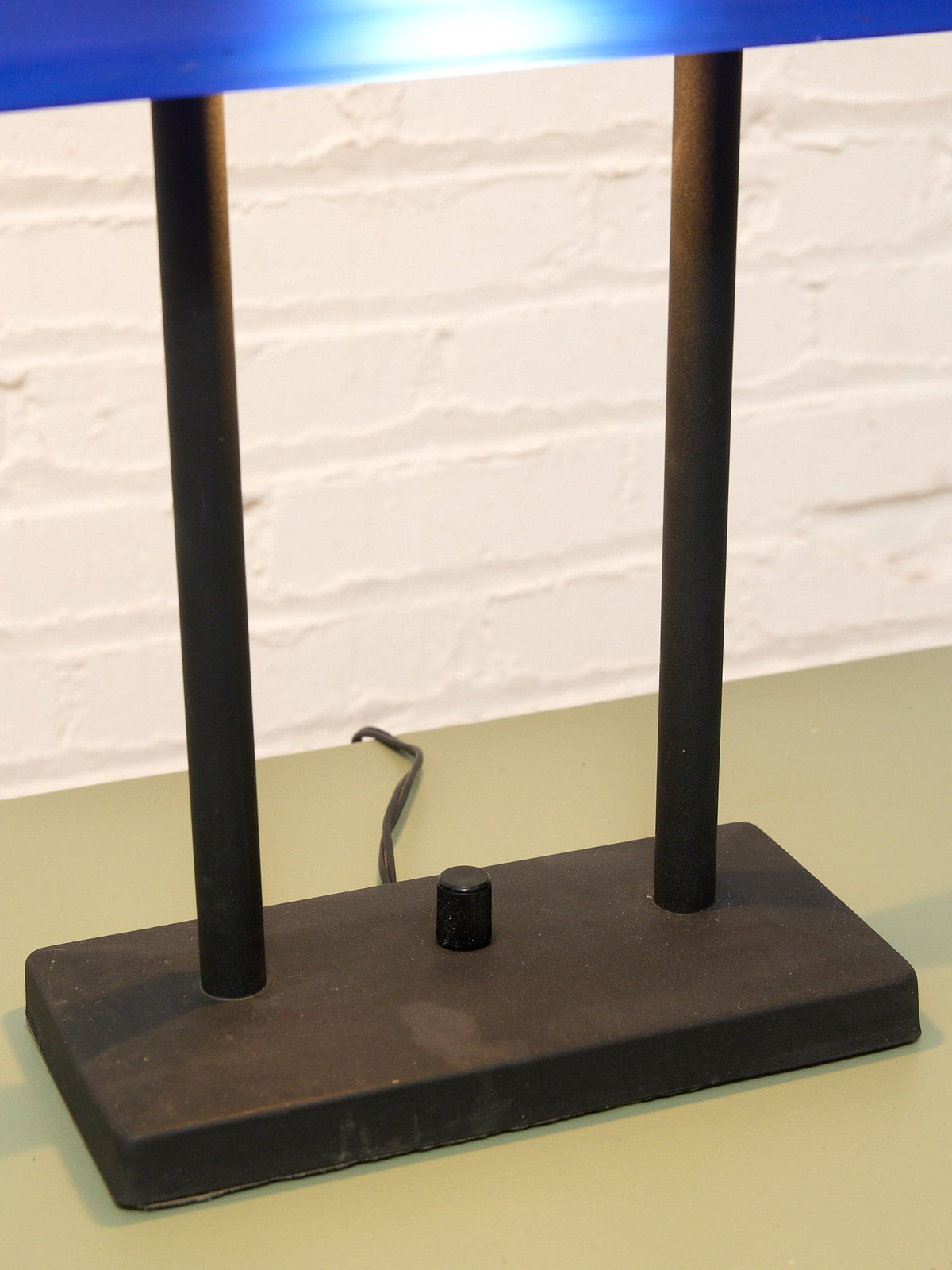 Vintage Postmodern Cobalt Blue and Black Double-Arm Desk Lamp