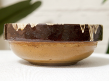 Vintage Brown & Cream Swirl Glazed Ceramic Bowl