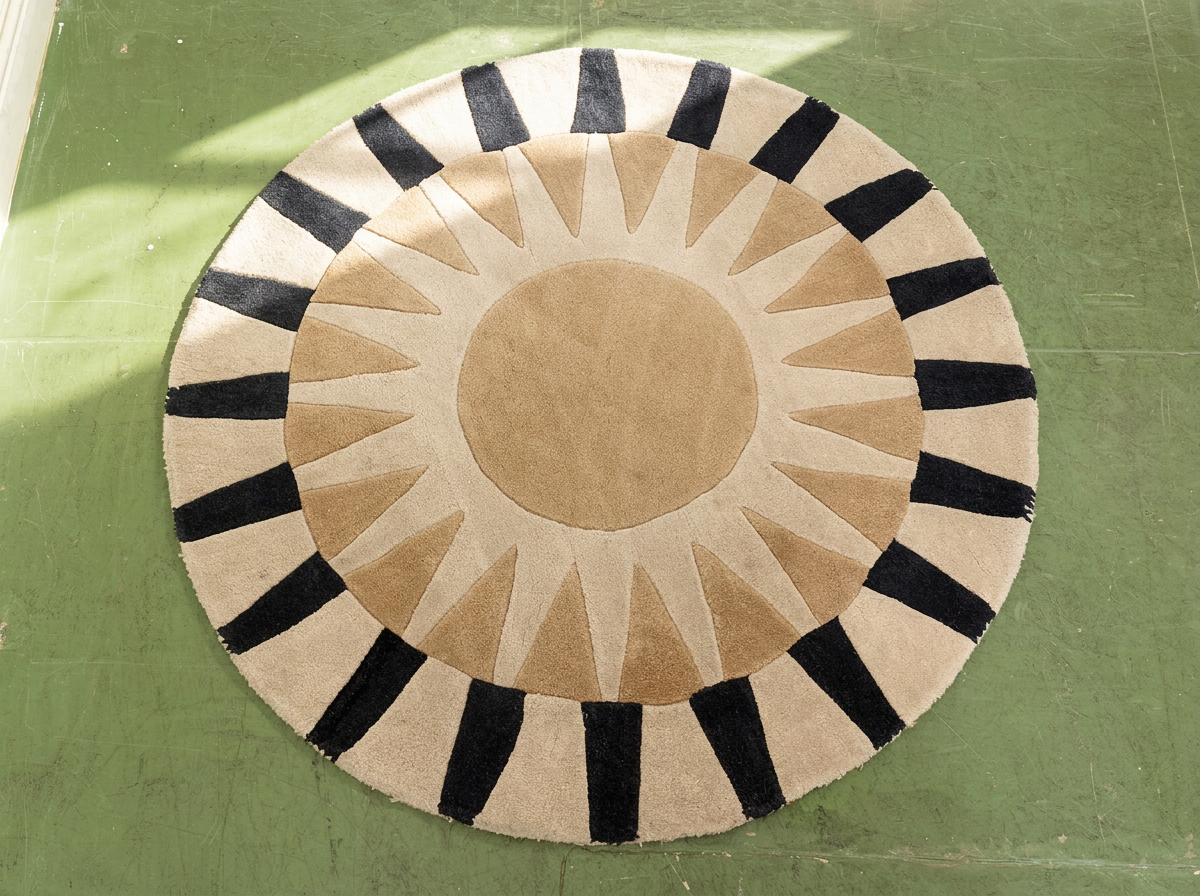 Contemporary Graphic Sunburst Round Area Rug