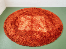 Vintage Round Burnt Orange Shag Rug