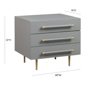Trident 28" 3-Drawer Nightstand