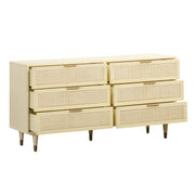 Sierra 60" Cane 6-Drawer Dresser