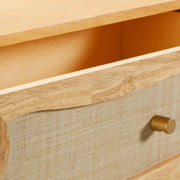 Grappa 62" Natural Wood & Raffia Wavy 6-Drawer Dresser